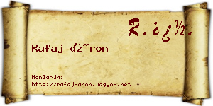 Rafaj Áron névjegykártya